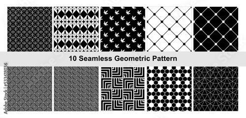 10 Geometric pattern in black white.