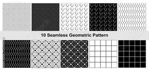 10 Geometric pattern in black white.