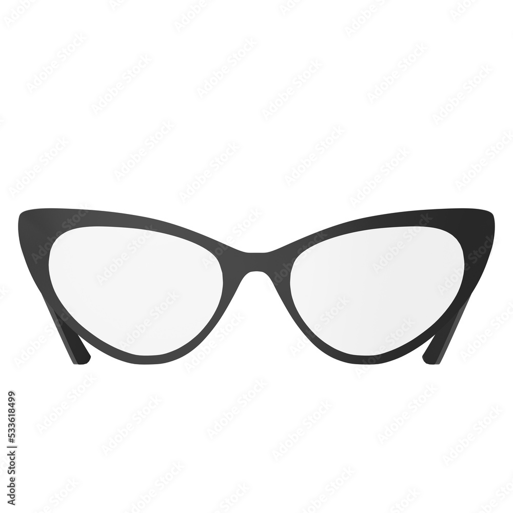 3d rendering illustration of cat eye style eyeglasses 3d rendering illustration of cat eye style eyeglasses