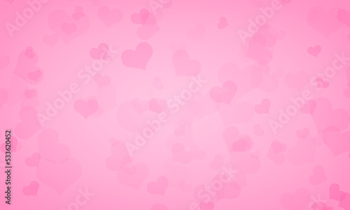 Abstract pink background with hearts bokeh