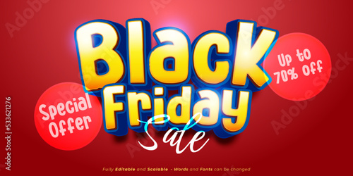 Black friday sale text effect Editable 3d text style