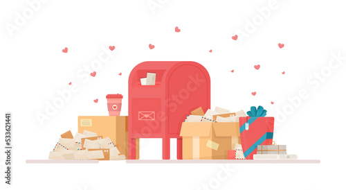 Vector illustration of congratulating a loved one on a holiday. Love at first sight. A love letter.