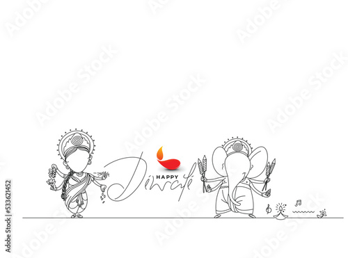 Happy Diwali text design. Abstract vector illustration.