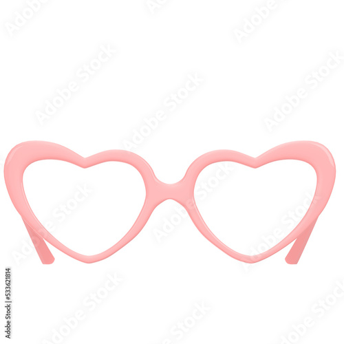 3d rendering illustration of heart shaped eyeglasses