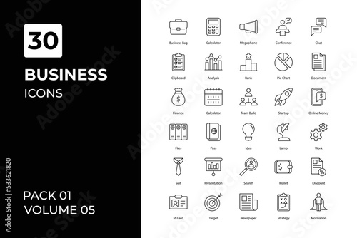 Business icons collection. Set vector line with elements for mobile concepts and web apps. Collection modern icons.