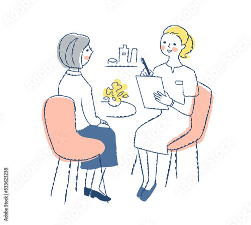 カウンセリングをする女性と女性客