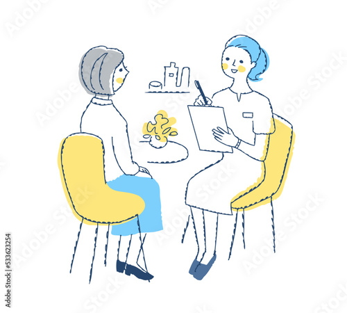 カウンセリングをする女性と女性客