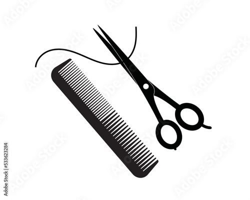 Flat icon scissors and combs isolated on white background. Beauty saloon.
