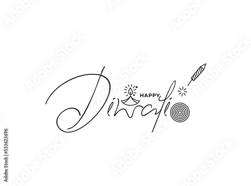 Happy Diwali text design. Abstract vector illustration.
