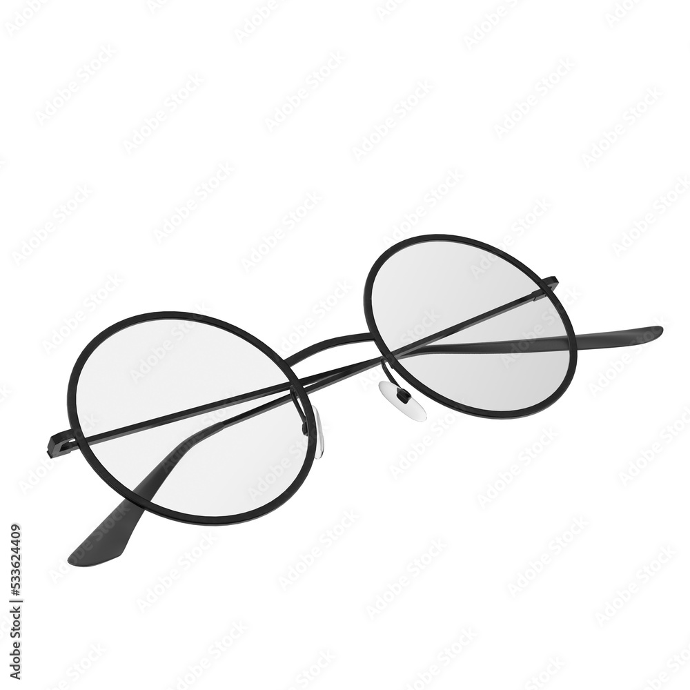 3d rendering illustration of round eyeglasses 3d rendering illustration of round eyeglasses