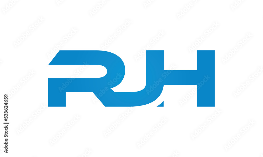 RJH monogram linked letters, creative typography logo icon RJH monogram linked letters, creative typography logo icon
