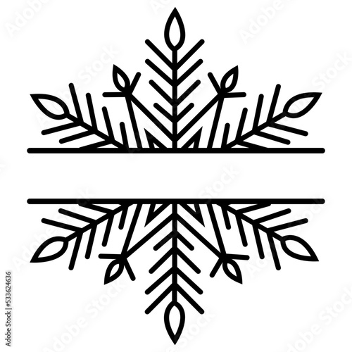 Snowflake monogram svg, Winter border, Christmas split