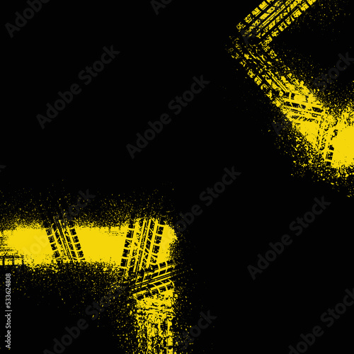Grunge black tire track rectangle background