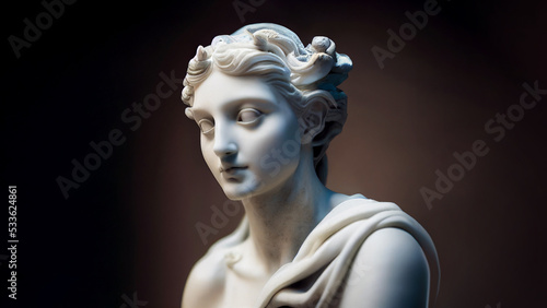 Illustration of a Renaissance marble statue of Hebe. She is the Goddess of youth and rejuvenation, Hebe in Greek mythology, known as Juventas in Roman mythology.