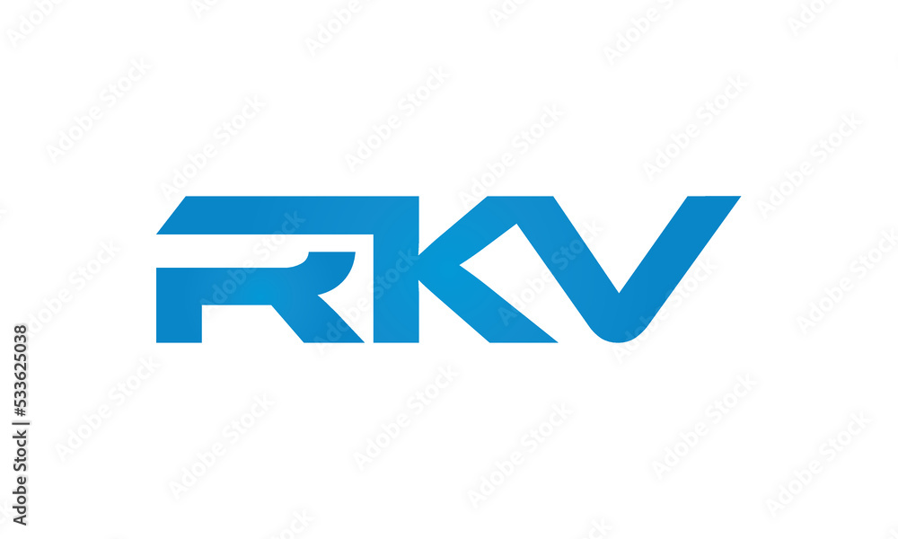 RKV monogram linked letters, creative typography logo icon RKV monogram linked letters, creative typography logo icon
