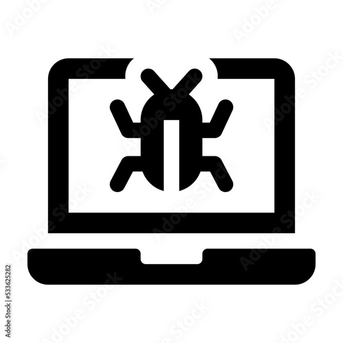 Laptop Bug Glyph Icon