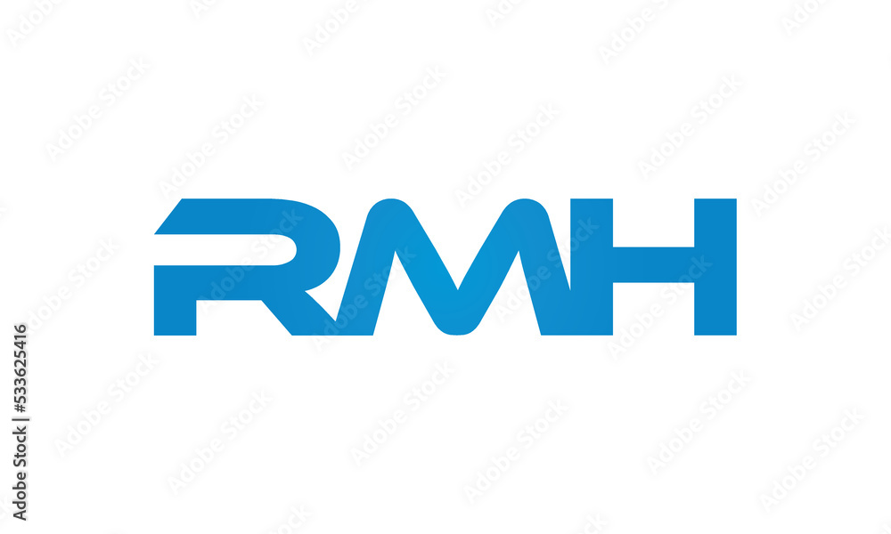RMH monogram linked letters, creative typography logo icon RMH monogram linked letters, creative typography logo icon