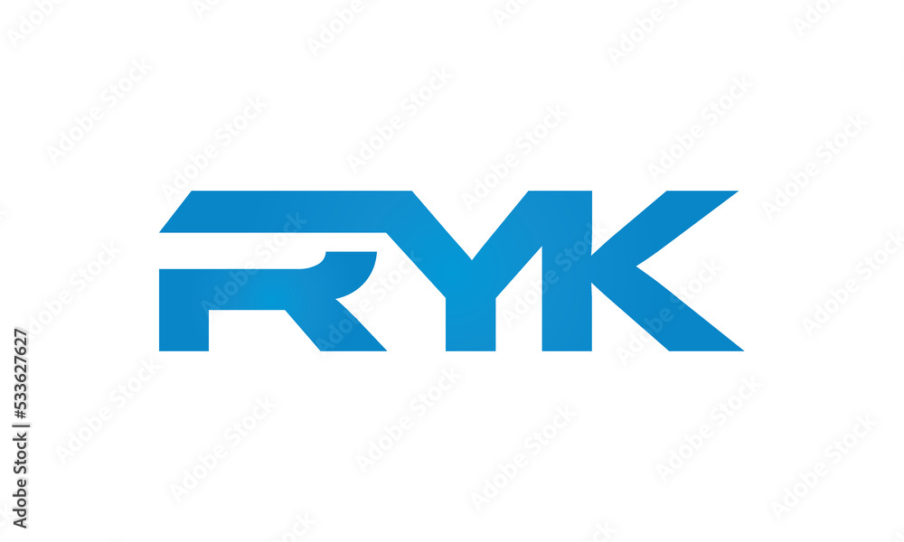RYK monogram linked letters, creative typography logo icon RYK monogram linked letters, creative typography logo icon