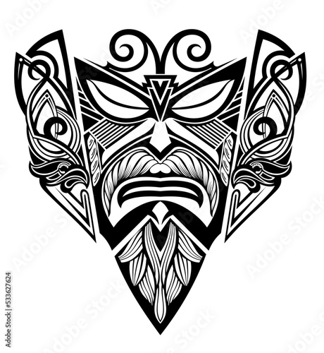 Viking mask vector for tshirt design or tattoo