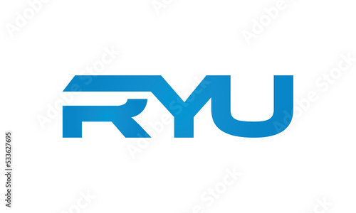 RYU monogram linked letters, creative typography logo icon