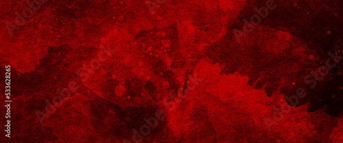 Foto Red watercolor ombre leaks and splashes texture on red watercolor paper background, watercolor dark red black nebula universe