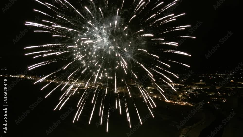 Fireworks show over Senigallia coast. Italian's town near the Adriatic sea Fireworks show over Senigallia coast. Italian's town near the Adriatic sea