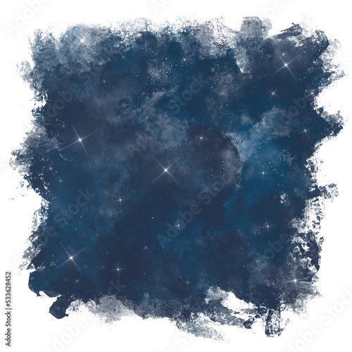 Galaxy or night sky with stars clipart, Hand drawn cosmos splash brush stroke illustration