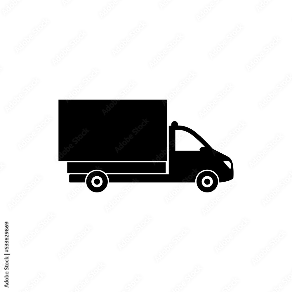 Small truck icon flat style illustration for web isolated on white background