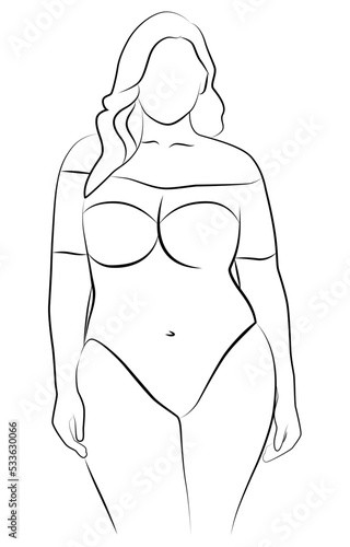 Fat girl posing in her underwear. Body-positive, large-sized women in underwear.