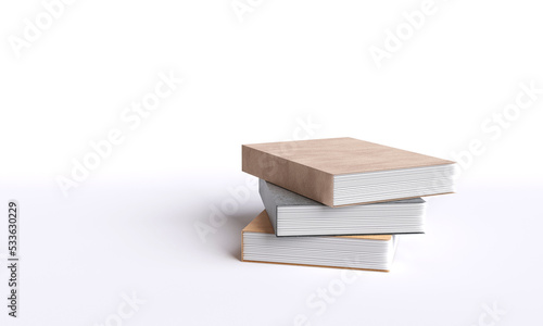 stack of books decorated with vintage hardcover books Isolated diary on background. Concepts of knowledge, learning, reading, and education. Educational and thought level with copy space. 3D rendering
