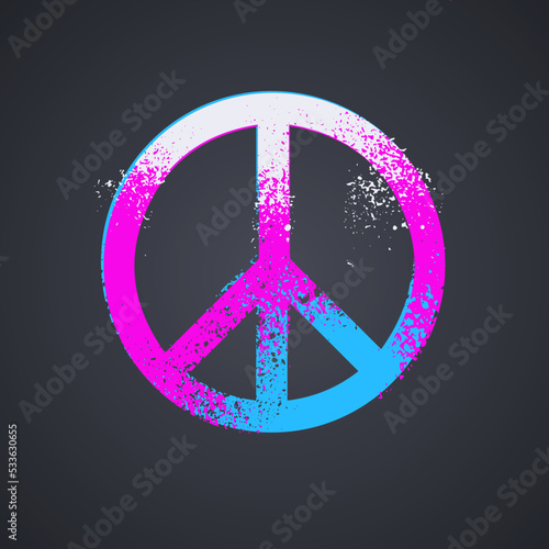 Antiwar peace pacifism colorful sign splash grunge style poster design. Vector illustration.