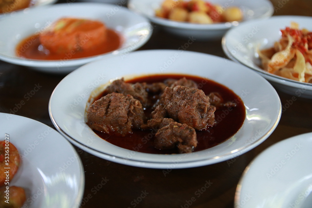 Minangkabau traditional food called rendang Minangkabau traditional food called rendang