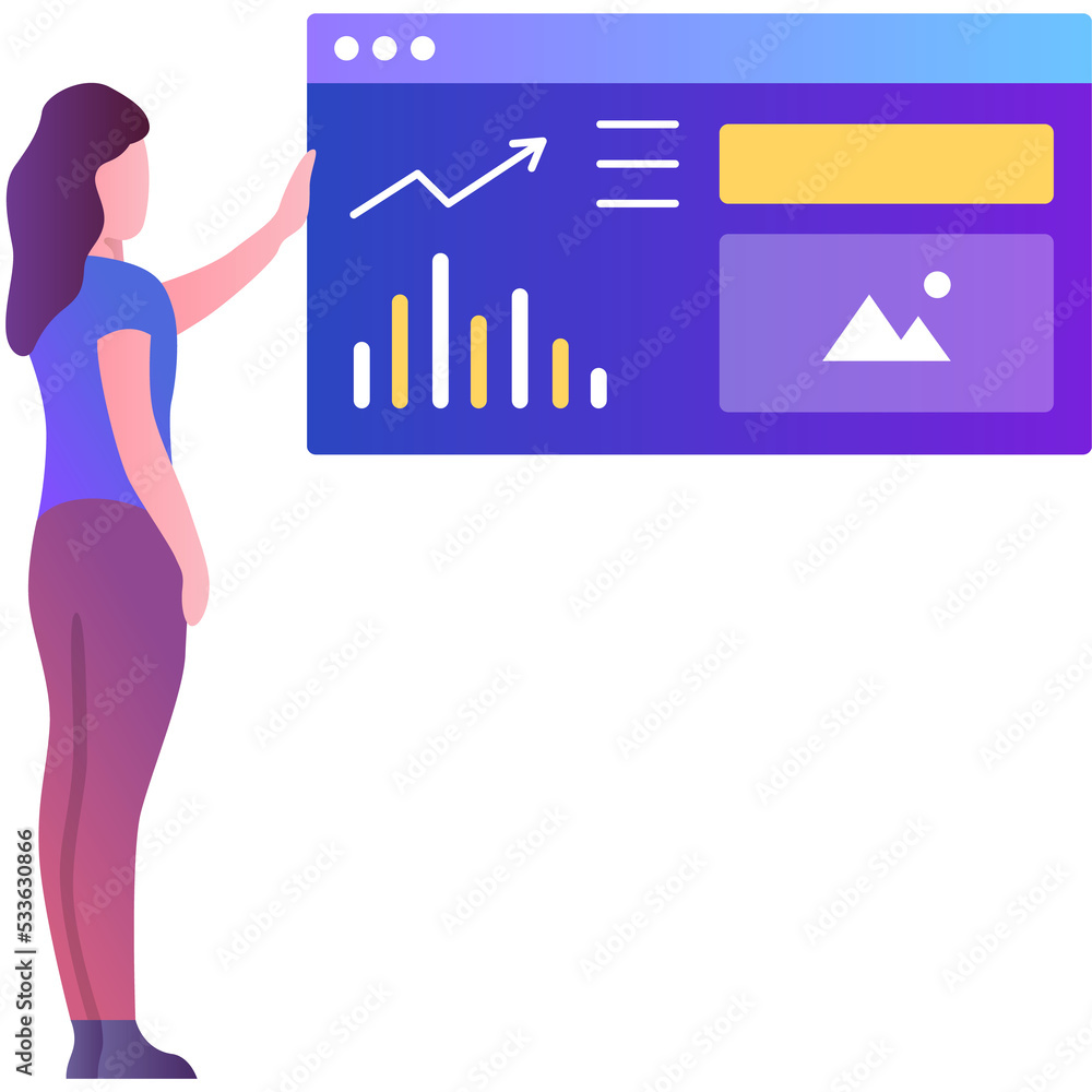 Woman speaker give presentation flat icon vector Woman speaker give presentation flat icon vector