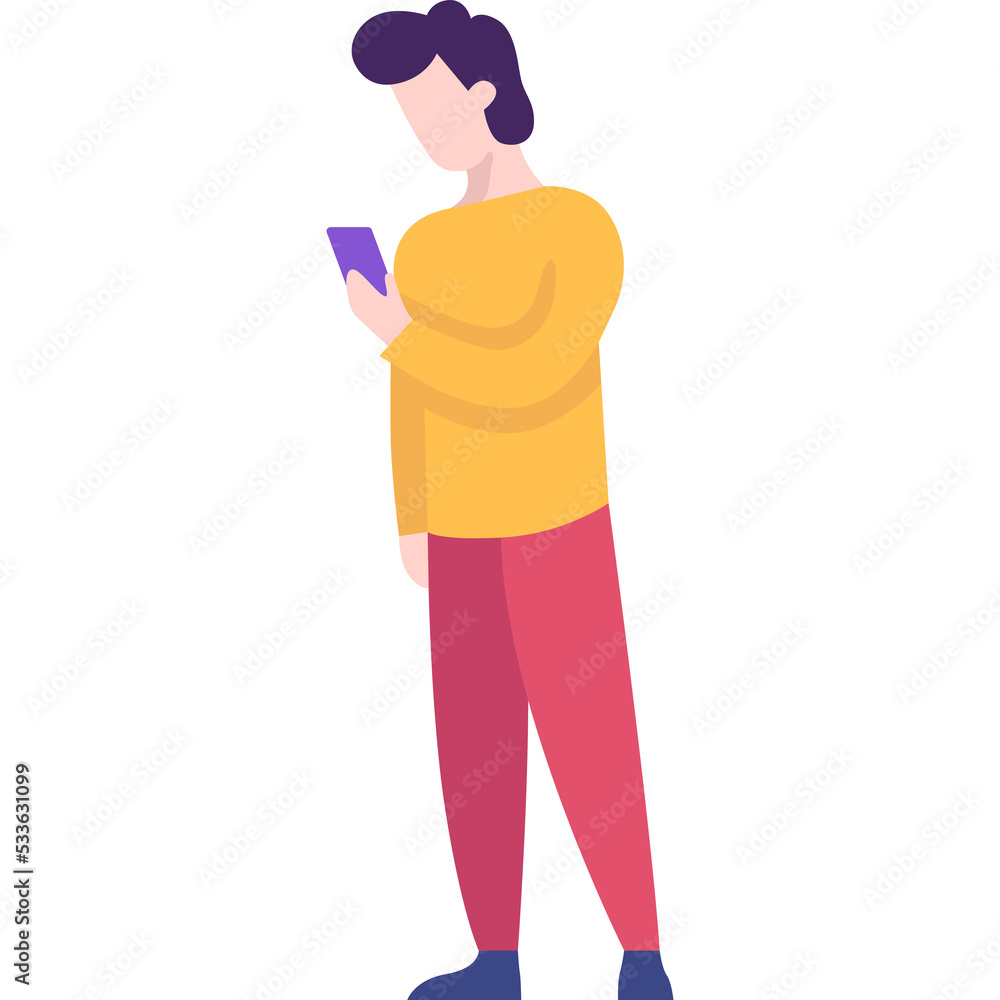 Man hold smartphone flat vector communication icon Man hold smartphone flat vector communication icon