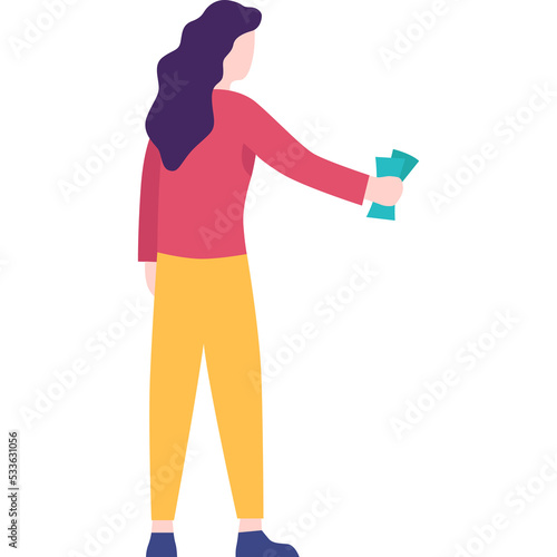 Customer holding money cash in hand vector icon