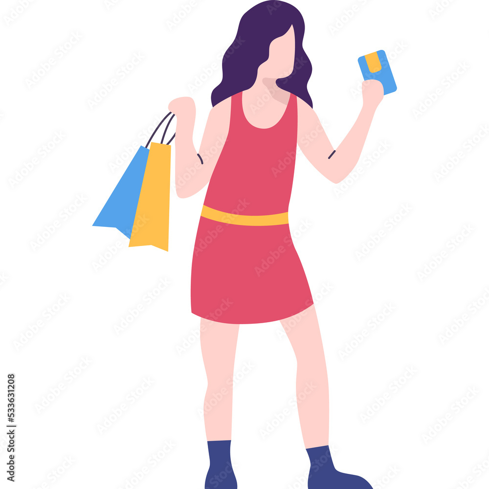 Vector fashion woman, girl shopping flat icon Vector fashion woman, girl shopping flat icon