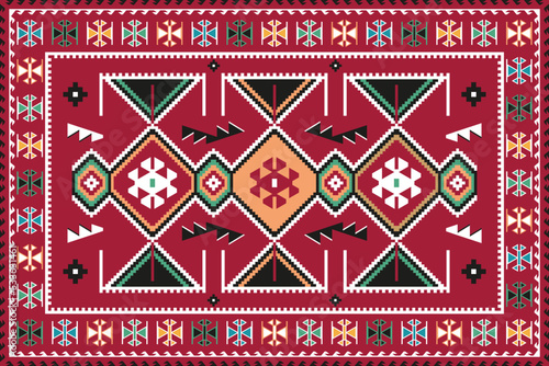 Turkish rug with traditional authentic motifs.