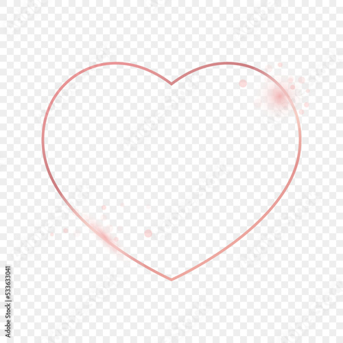 Rose gold glowing heart shape frame