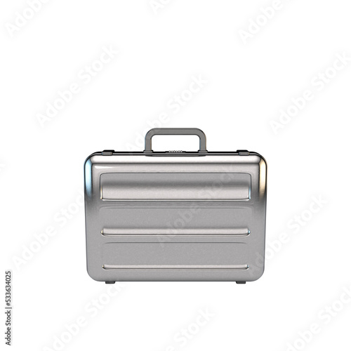 Metallic suitcase. 3D rende...