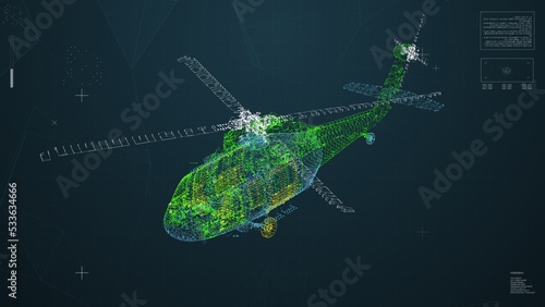 Military Helicopter detection. HUD Aircraft scanning UI.