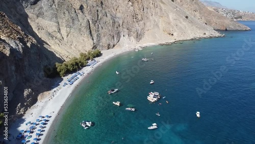 Plage de Glyka Nera, Sweet water beach, Loutro, Chora Sfakion, Sfakia, Crète, Grèce, Europe photo