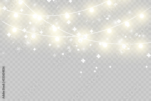 Christmas lights isolated on transparent background. Vector illustration.