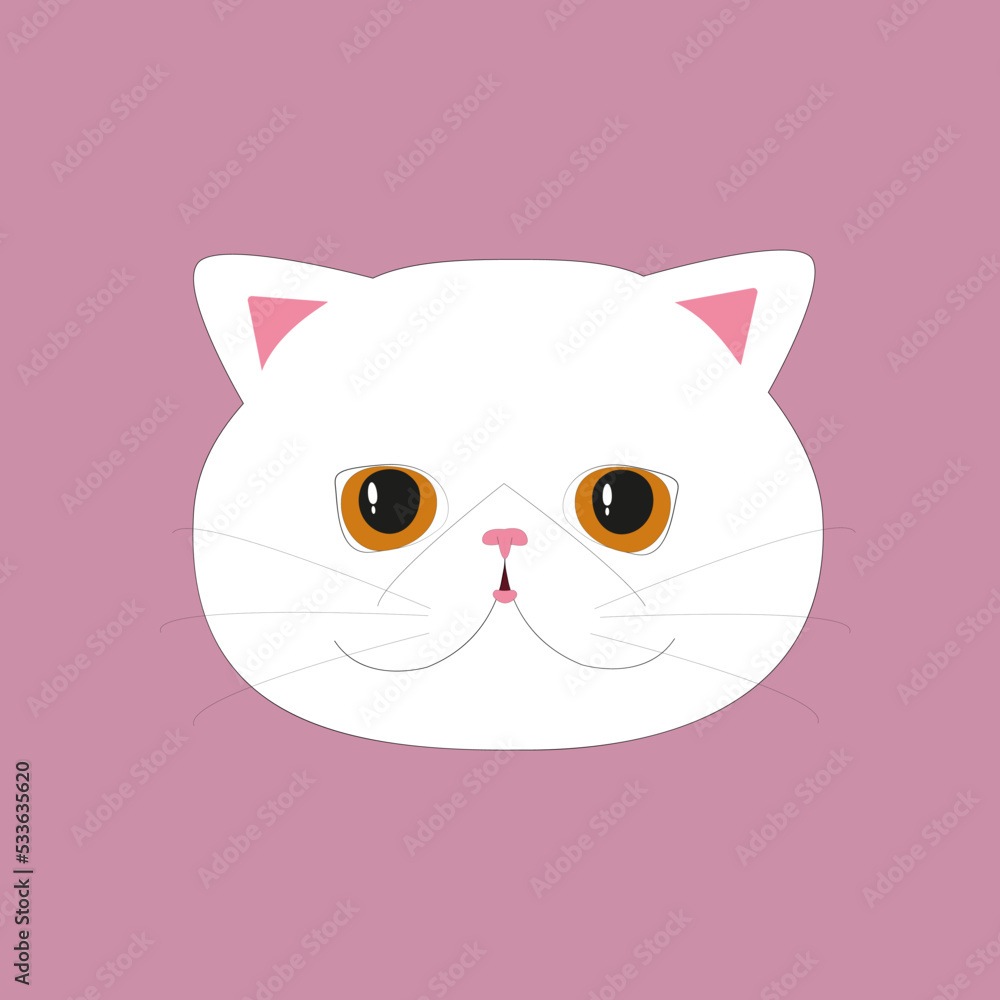 Fototapeta premium White cat illustration. Cute exotic cat. Flat style. Vector cat art