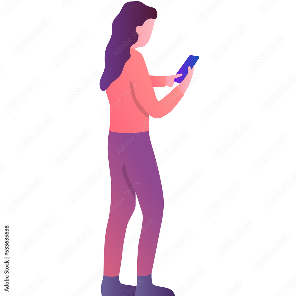 Woman using mobile chat vector flat icon Woman using mobile chat vector flat icon