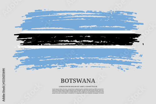 Botswana flag with brush stroke effect and information text poster, vector