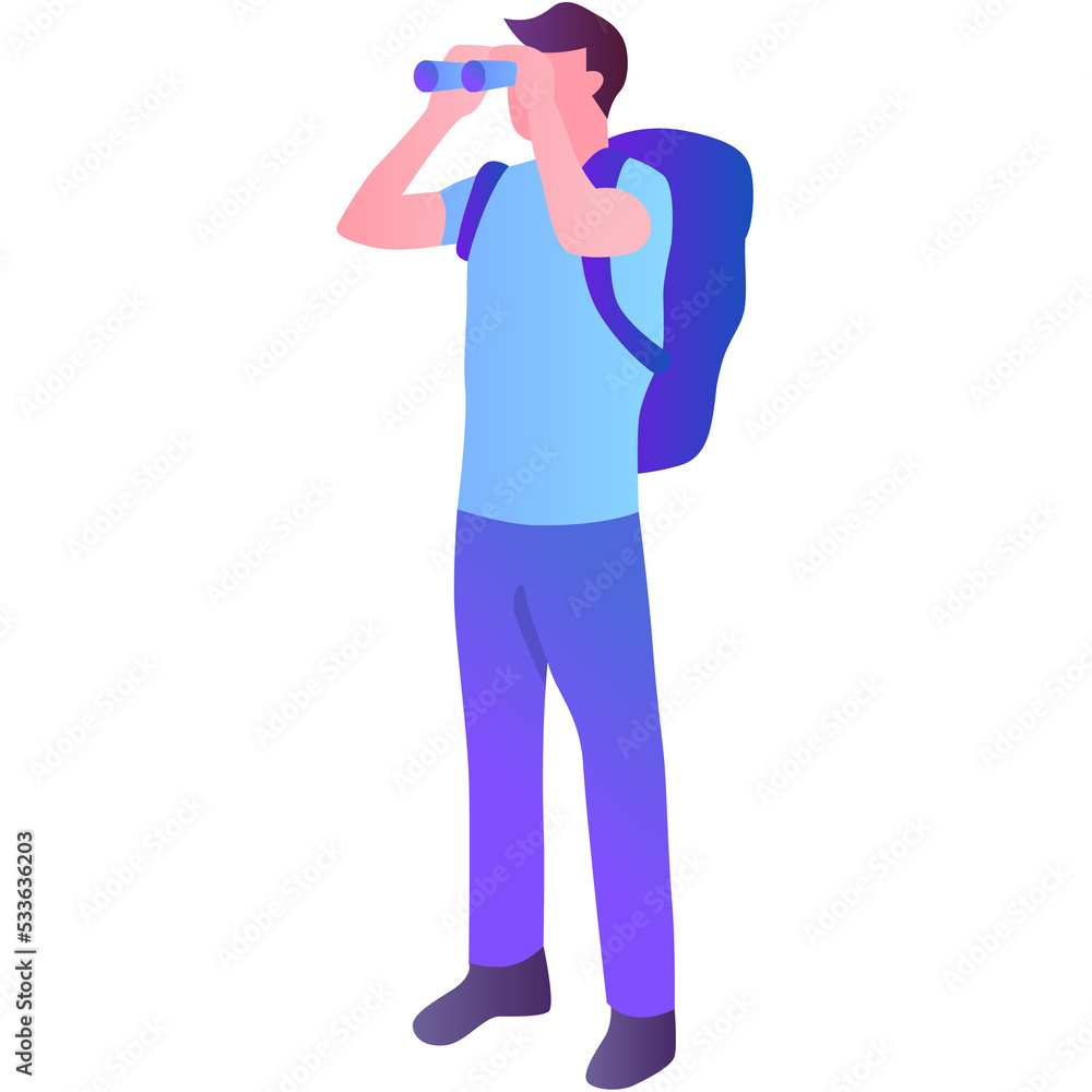 Man traveler looking through binocular vector icon Man traveler looking through binocular vector icon