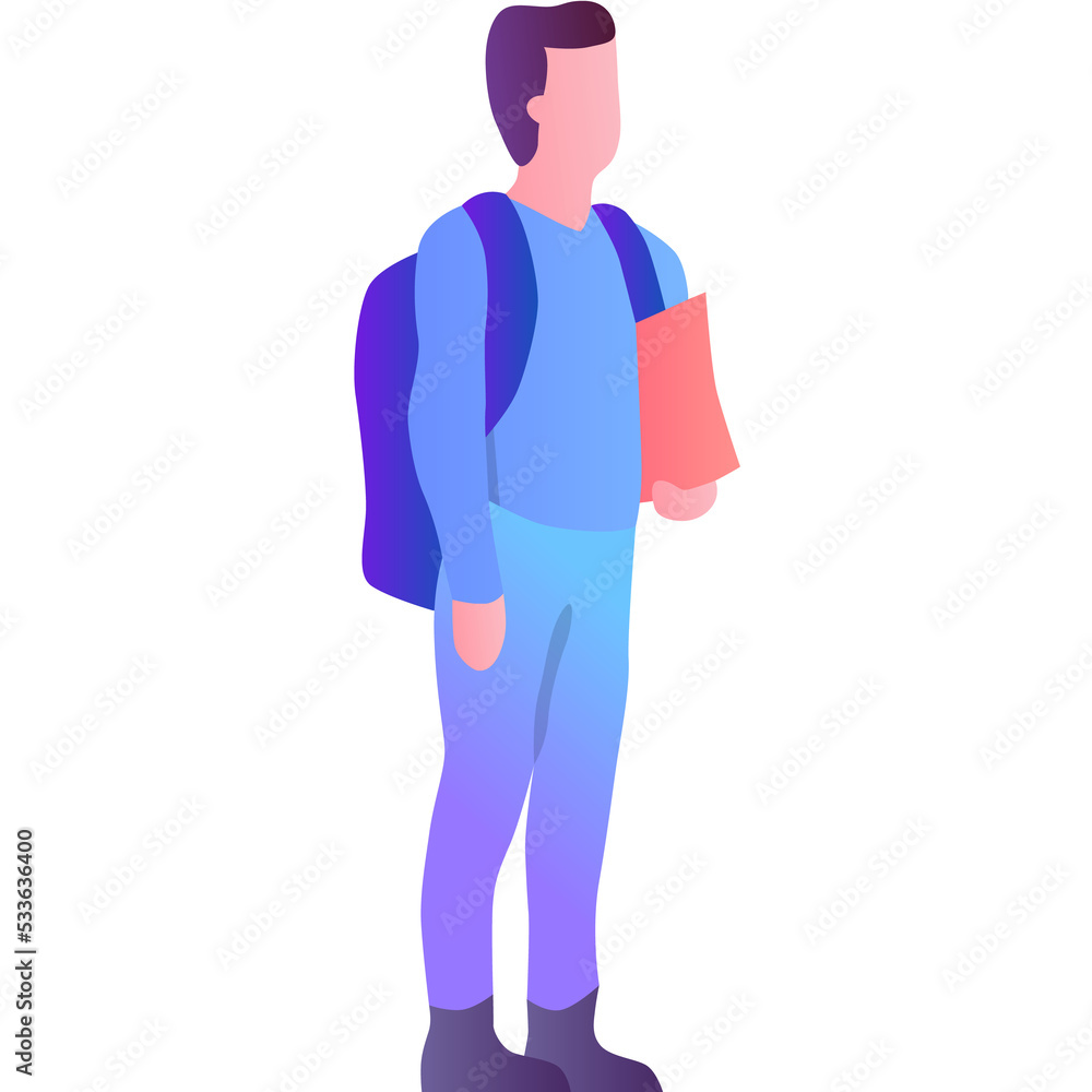 Student with backpack vector icon on white Student with backpack vector icon on white