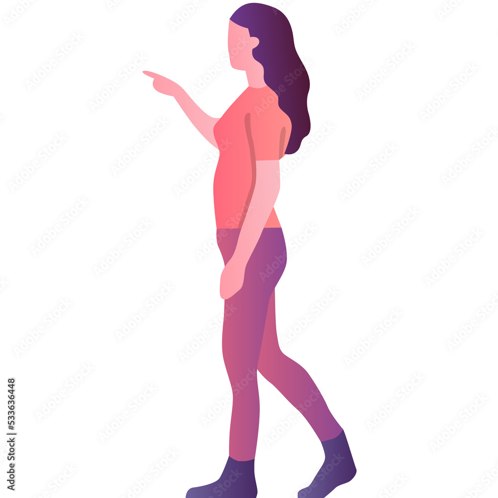 Woman pointing finger icon female character vector