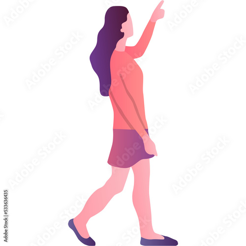 Woman pointing up icon female character vector