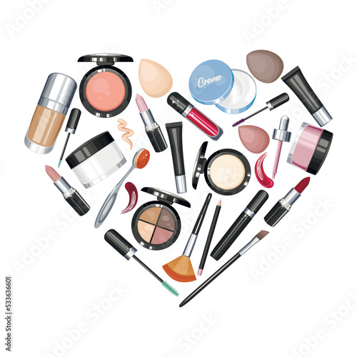 Skin care makeup products, Cosmetics Background, Make up Frame,  Frame with Cosmetic Tools